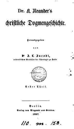 Cover for Dr. A. Neander's theologische Vorlesungen, herausg. durch J. Müller