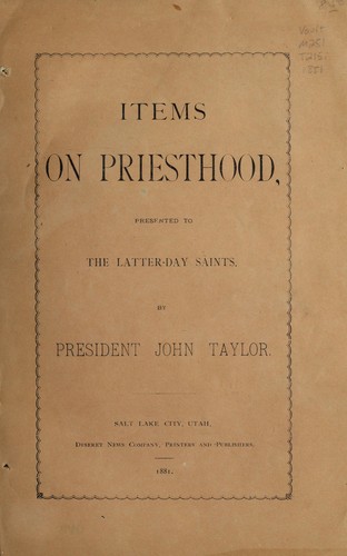 Cover for Items on priesthood presented to the Latter-day Saints