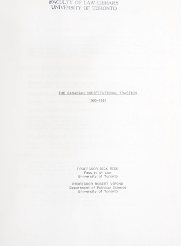 Cover for The Canadian constitutional tradtion [i.e. tradition]