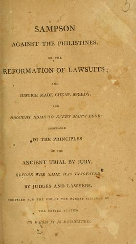 Cover for Sampson against the Philistines, or The reformation of lawsuits