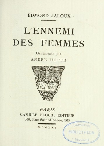 Cover for L'ennemi des femmes