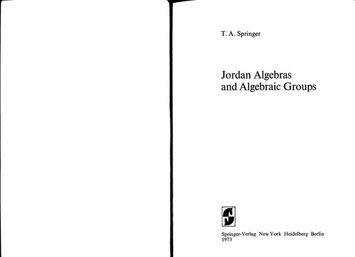 Cover for Jordan algebras and algebraic groups