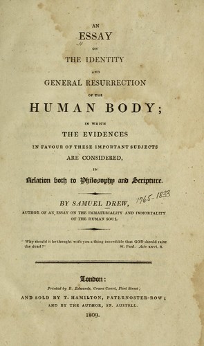 Cover for An essay on the identity and general resurrection of the human body