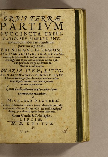 Cover for Orbis terræ partium succincta explicatio, seu simplex enumeratio, distributa in singularum partium regiones