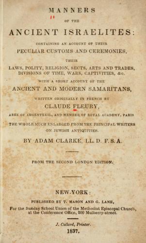 Cover for Manners of the ancient Israelites