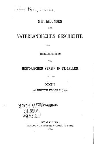 Cover for Mitteilungen zur Vaterländischen Geschichte