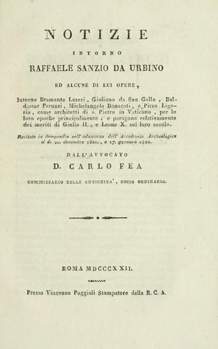 Cover for Notizie intorno Raffaele Sanzio da Urbino ed alcune di lui opere