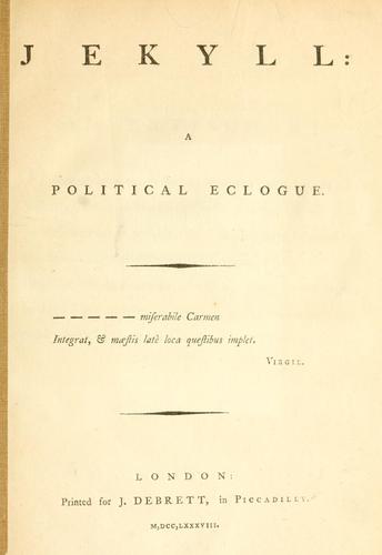Cover for Jekyll: a political eclogue.