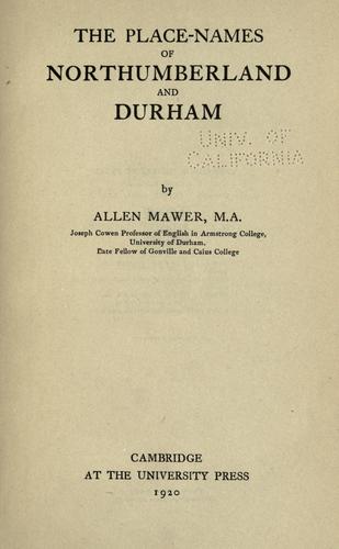 Cover for The place-names of Northumberland and Durham