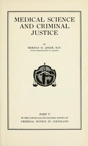 Cover for Medical science and criminal justice.