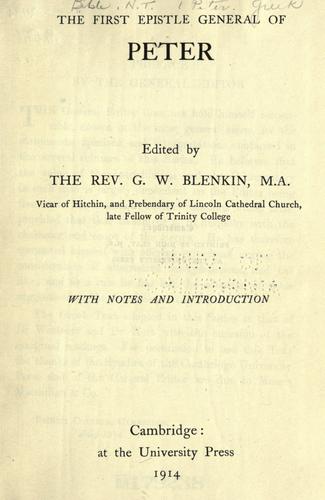 Cover for The First epistle general of Peter