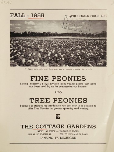 Cover for Fall - 1955, wholesale price list