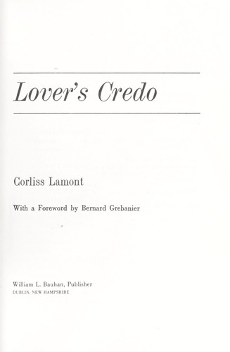 Cover for Lover's credo