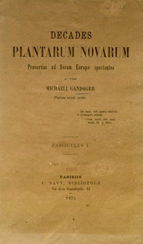 Cover for Decades plantarum novarum, præsertim ad floram Europae spectantes.