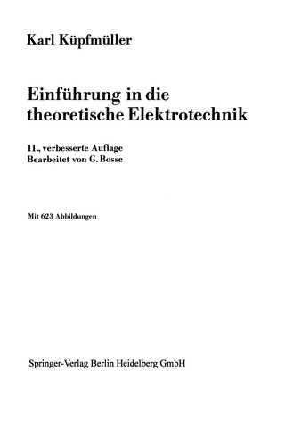 Cover for Einführung in die theoretische Elektrotechnik