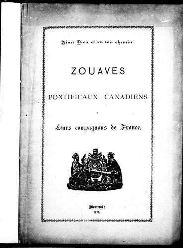 Cover for Zouaves pontificaux canadiens à leurs compagnons de France