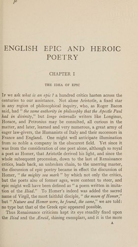 Cover for English epic and heroic poetry