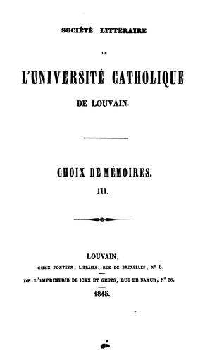 Cover for Choix de mémoires