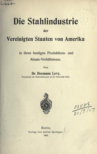 Cover for Die Stahlindustrie der Vereinigten Staaten von Amerika
