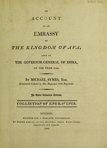Cover for An account of an embassy to the kingdom of Ava