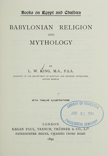 Cover for Babylonian religion and mythology