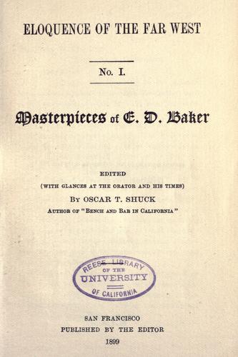 Cover for Masterpieces of E.D. Baker