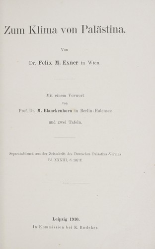 Cover for Zum Klima von Palästina