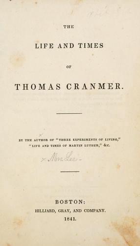 Cover for The life and times of Thomas Cranmer