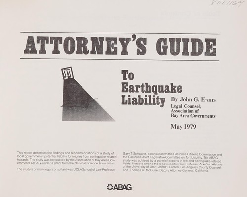 Cover for Attorneys̕ guide to earthquake liability