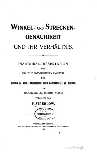 Cover for Winkel- und Strecken-genauigkeit und ihr Verhältnis ...