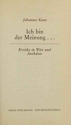 Cover for Ich bin der Meinung ...