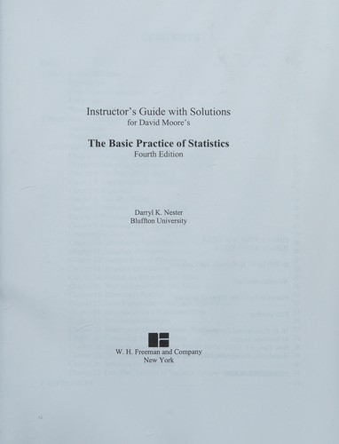 Cover for Instructor's Guide with Solutions for Moore's The Basic Practice of Statistics. 4th Edition.