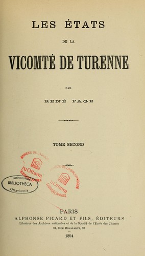 Cover for Les États de la vicomté de Turenne