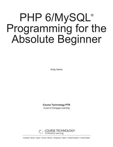 Cover for PHP 6/MYSQL programming for the absolute beginner