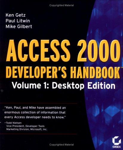 Cover for Access 2000 Developer's Handbook Volume 1
