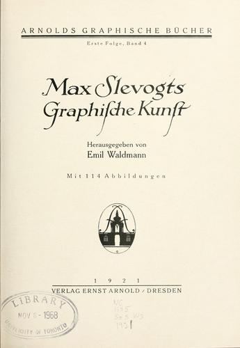 Cover for Max Slevogts graphische Kunst.