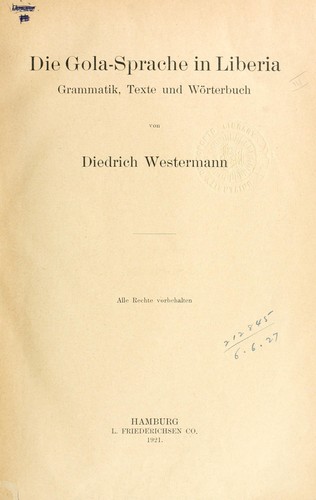 Cover for Die Gola-sprache in Liberia