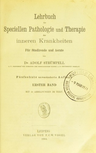 Cover for Lehrbuch der speciellen Pathologie und Therapie der inneren Krankheiten