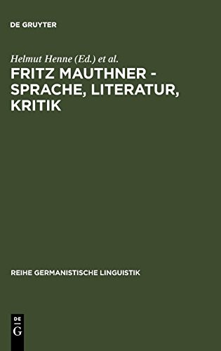Cover for Fritz Mauthner-- Sprache, Literatur, Kritik