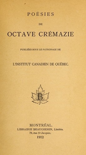 Cover for Poesies de Octave Cremazie