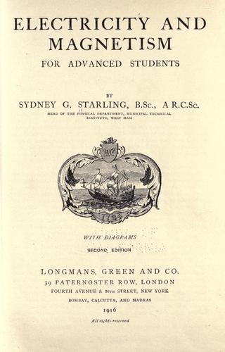 Cover for Electricity and magnetism for advanced students