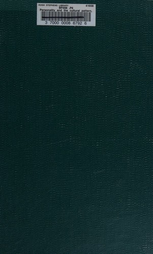 Cover for Personality and the cultural pattern,