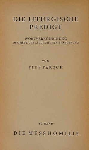 Cover for Die liturgische Predigt