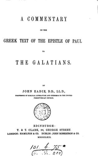 Cover for A commentary on the Greek text of the Epistle of Paul to the Philippians