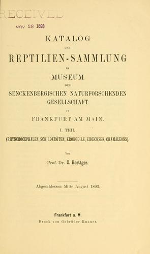 Cover for Katalog der Reptilien-Sammlung im Museum ...