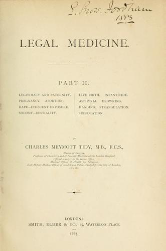 Cover for Legal medicine