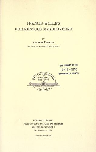 Cover for Francis Wolle's filamentous Myxophyceae