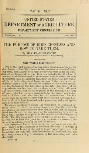 Cover for The purpose of bird censuses and how to take them