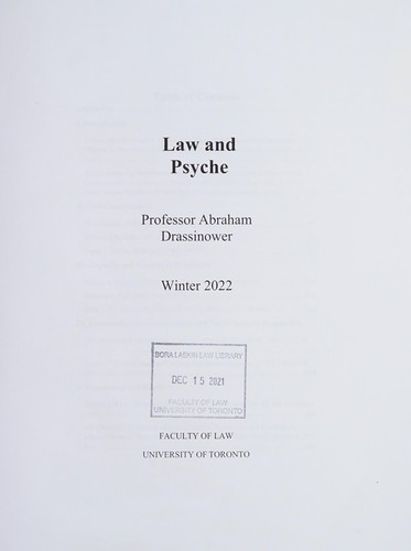 Cover for Law and psyche