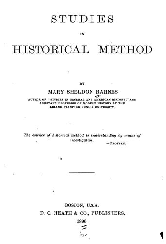 Cover for Studies in historical method.
